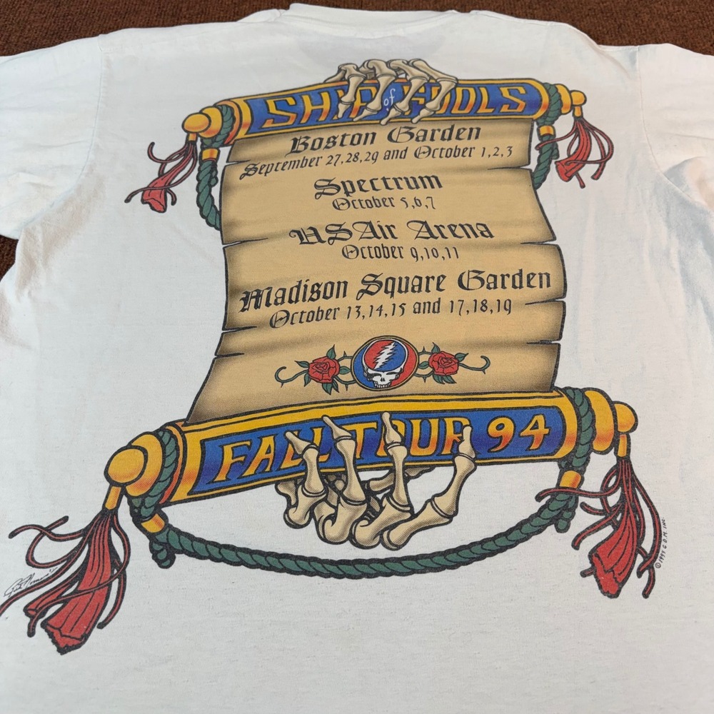 Vintage Liquid Blue Grateful Dead Ship of Fools Fall Tour 1994 White T-Shirt L - Picture 8 of 8